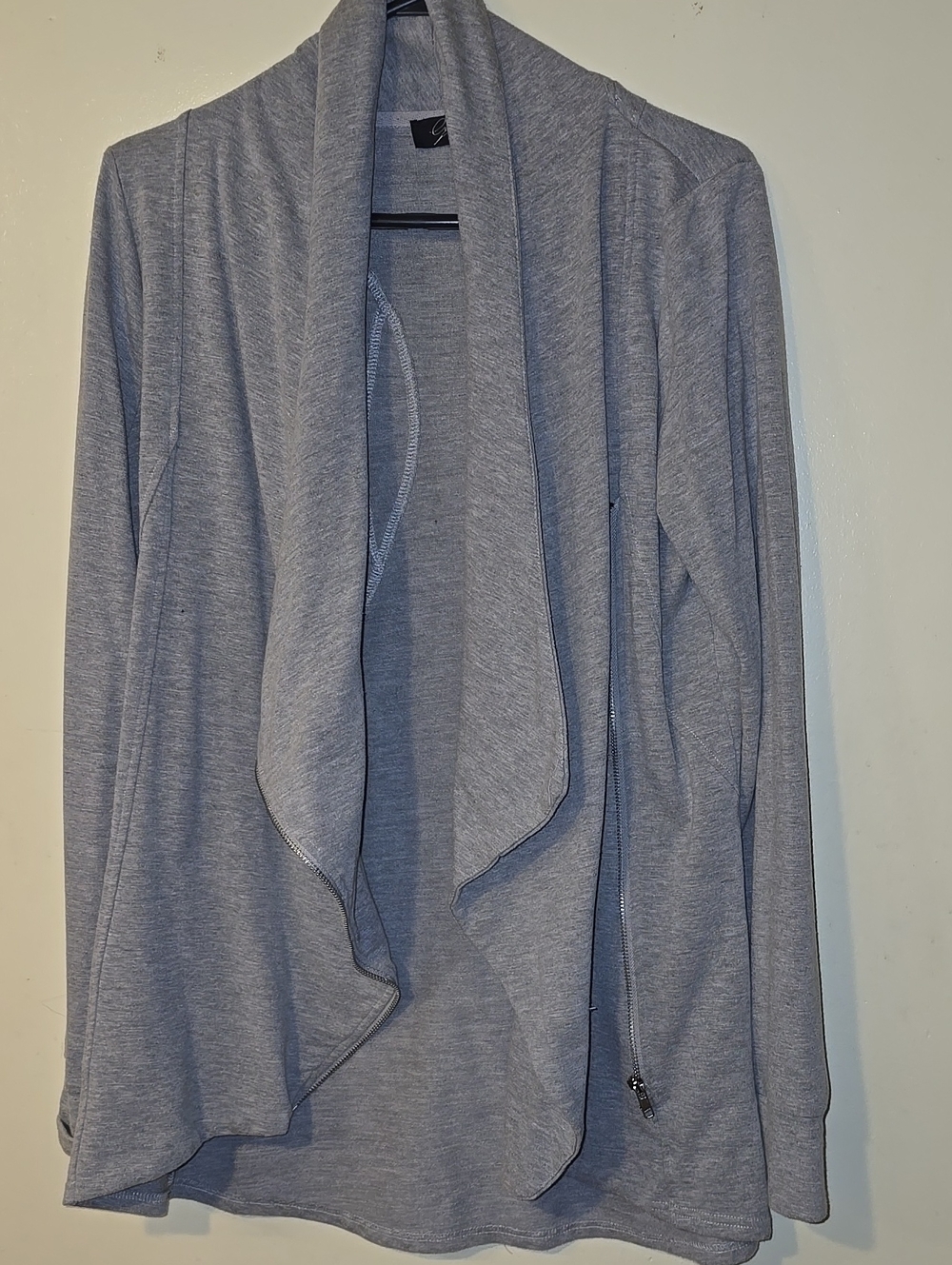 Light Gray Open Front Draped Cardigan